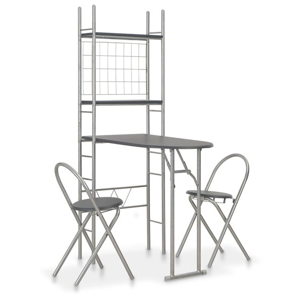 vidaXL Ensemble à dîner pliant 3 Pièces et étagère de rangement MDF acier