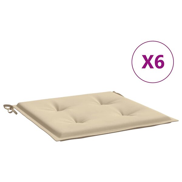 vidaXL Coussins de chaise jardin lot de 6 beige 50x50x4cm tissu oxford