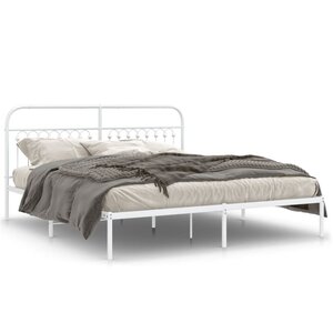vidaXL Cadre de lit métal sans matelas et tête de lit blanc 183x213 cm
