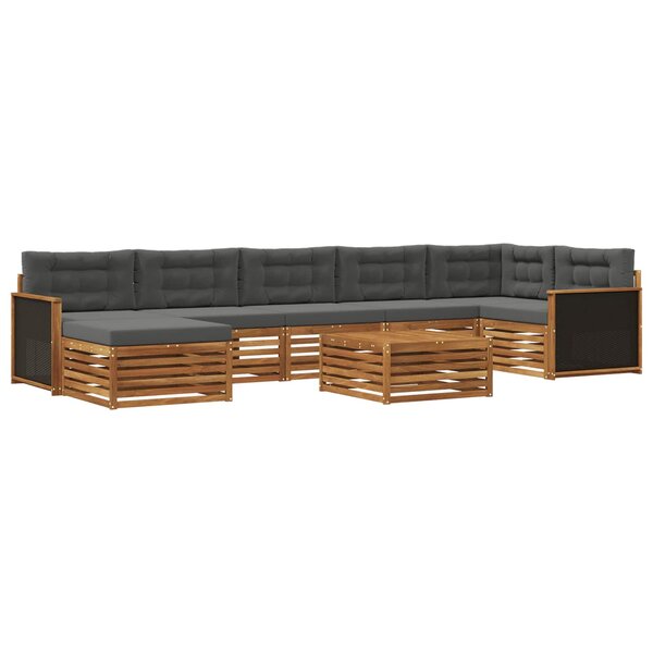 vidaXL Ensemble de canapés d'extérieur 8 pc Naturel et Anthracite