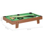 vidaXL Mini table de billard 3 pieds 92x52x19 cm Marron et vert