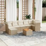 vidaXL Salon de jardin avec coussins 8 Pièces beige résine tressée