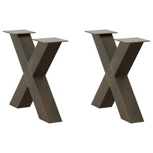 vidaXL Pieds de table basse en forme de X  2 pièces  acier naturel  50 x (42-43) cm