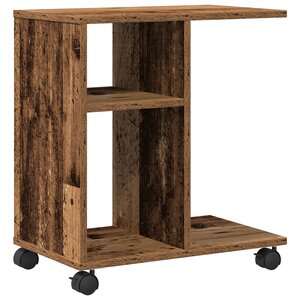Table d'appoint vidaXL avec roulettes en bois ancien 50x30x55 cm en contreplaqué