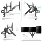 Onkron g280 support de bureau pour trois écrans pc de 13 à 26 pouces noir