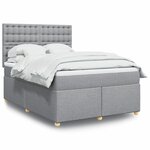 vidaXL Sommier à lattes de lit avec matelas Gris clair 140x190cm Tissu