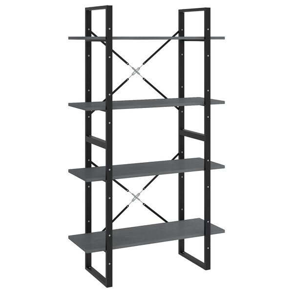 vidaXL Bibliothèque à 4 niveaux Gris 80x30x140 cm Bois de pin massif