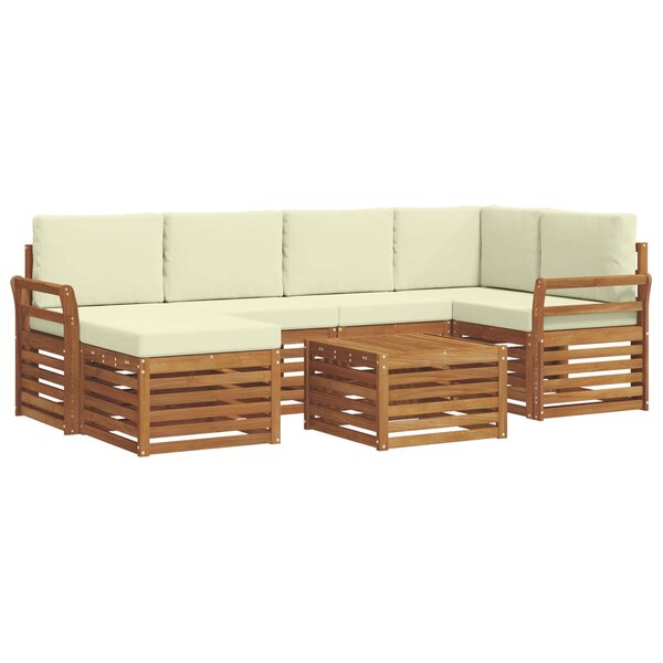 vidaXL Ensemble de canapés d'extérieur 7 pc Naturel et Crème Polyester