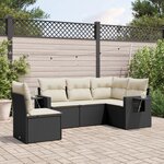 vidaXL Salon de jardin 5 Pièces avec coussins noir résine tressée