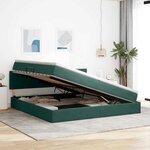 vidaXL Lit de rangement LED avec matelas Vert foncé 200 x 200 cm