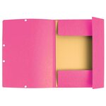 Chemise 3 Rabats À Élastiques Carte Lustrée 400g/m2 - A4 - Rose - X 25 - Exacompta