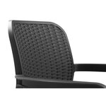 Lots de 6 Fauteuils monoblocs coloris graphite - empilables en résine de synthese - imitation rotin tressé - ALLIBERT BY KETER - BEL