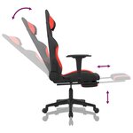 vidaXL Chaise de jeu avec repose-pied Noir et rouge Tissu