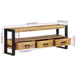 vidaXL Meuble TV 120x30x45 cm Bois massif de manguier