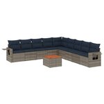 vidaXL Salon de jardin 10 Pièces avec coussins gris résine tressée