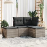 vidaXL Salon de jardin 4 Pièces avec coussins gris clair résine tressée