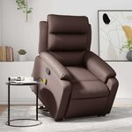 vidaXL Fauteuil inclinable de massage Marron Similicuir