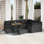 vidaXL Ensemble de canapé de jardin 12 Pièces Noir polyrotin