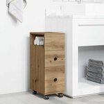vidaXL Meuble étroit de salle de bain à roulettes chêne artisanal