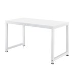 Bureau réglable poste de travail table bois mélaminé 120 cm blanc 03_0001162