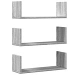 vidaXL Étagères murales 3 Pièces sonoma gris 58x18x18 cm bois ingénierie