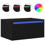 vidaXL Table de chevet murale avec lumières LED chêne noir