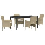 vidaXL Ensemble de salle à manger pour jardin 5 Pièces Beige Poly rotin