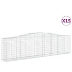 vidaXL Paniers à gabions arqués 15 Pièces 400x50x100/120 cm Fer galvanisé
