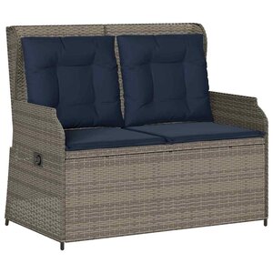 vidaXL Banc de jardin avec coussin Gris Poly rotin