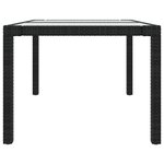 vidaXL Table de jardin 150x90x75cm Verre trempé et résine tressée Noir