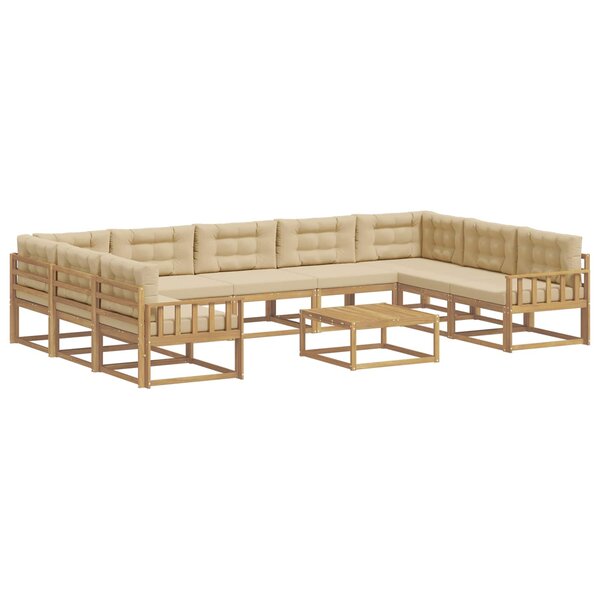 vidaXL Ensemble de canapés d'extérieur 10 pc Blanc et Beige