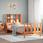 vidaXL Lit bibliothèque sans matelas cire marron 90x190 cm bois massif