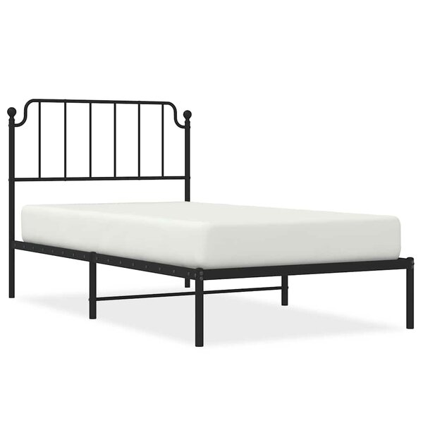 vidaXL Cadre de lit métal sans matelas avec tête de lit noir 100x200cm
