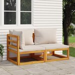 vidaXL Salon de jardin avec coussins 2 Pièces bois massif acacia