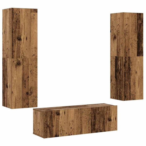 vidaXL Meubles TV muraux 3 Pièces vieux bois bois d'ingénierie