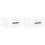 vidaXL Tables de chevet murales 2 Pièces blanc brillant 35x35x20 cm
