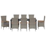 vidaXL Ensemble de salle à manger pour jardin 9 Pièces Gris Poly rotin