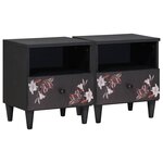 vidaXL Table de chevet avec tiroir 2 Pièces Marron 40 x 33 x 46 cm