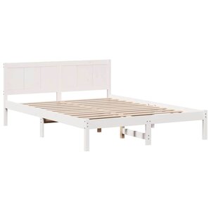 vidaXL Cadre de lit Blanc 140 x 200 cm Bois de pin massif