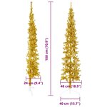 vidaXL Demi sapin de Noël artificiel mince avec support Doré 180 cm