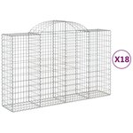 vidaXL Paniers à gabions arqués 18 Pièces 200x50x120/140 cm Fer galvanisé