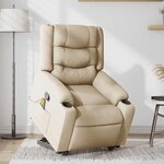 vidaXL Fauteuil inclinable de massage Crème Tissu