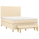 vidaXL Sommier à lattes de lit avec matelas Crème 140x200 cm Tissu