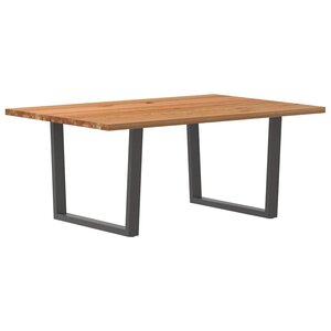 vidaXL Table à manger avec bord naturel 180x100x74cm bois massif chêne