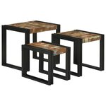 vidaXL Tables gigognes 3 Pièces Multicolore Bois massif de récupération