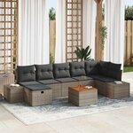 vidaXL Ensemble de canapé de jardin avec coussin 8 Pièces Gris Poly rotin