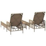 vidaXL Chaise longue avec coussin 2 Pièces Beige 35 x 35 x 32cm polyrotin