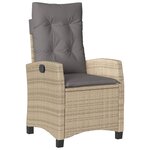 vidaXL Chaise inclinable de jardin coussins mélange beige poly rotin