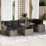 vidaXL Salon de jardin 5 Pièces avec coussins gris résine tressée acacia