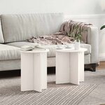 vidaXL Table basse 2 Pièces Blanc 41 5 x 41 5 x 41 cm Bois massif en pin